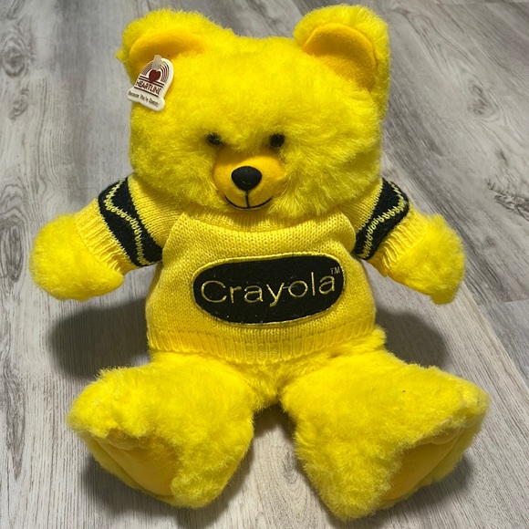 Crayola Other - Vintage 1986 Crayola Bear Yellow Plush Brinney And Smith Heartline 13 Inches